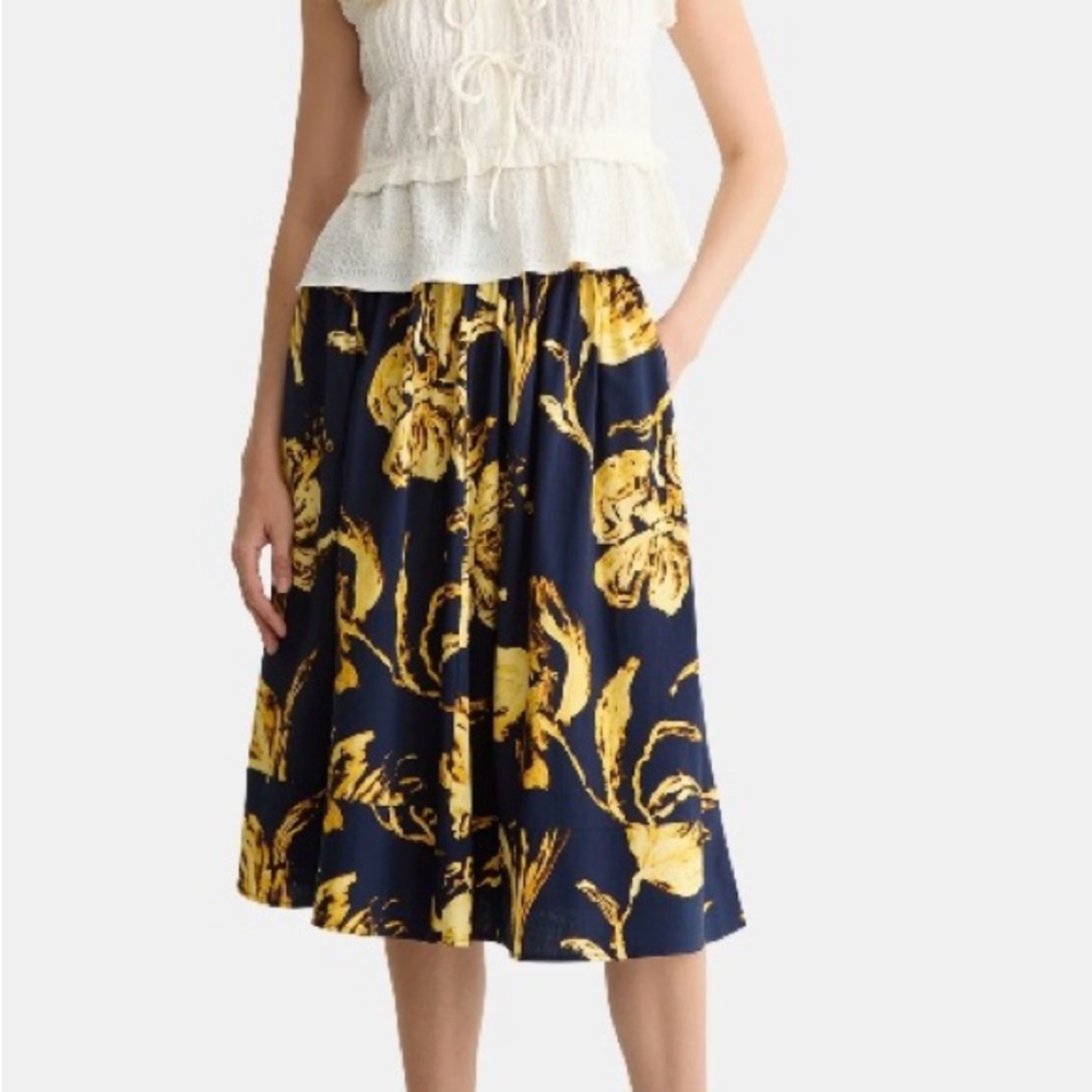 Floral Navy and Yellow Skirt